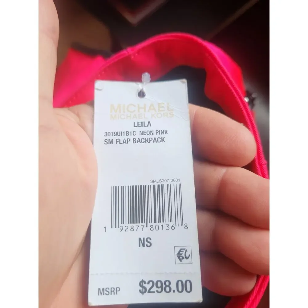 Michael Kors Leila Small Flap Backpack Neon Pink NWT